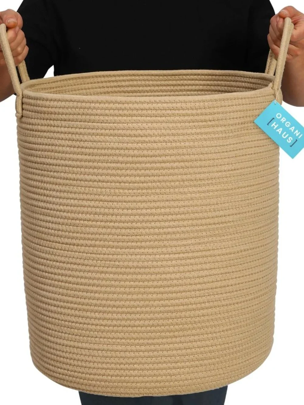 Large Woven Laundry Basket w/Handles 52L, Rope Dirty Clothes Hamper, Blanket Bas - Picture 6 of 9